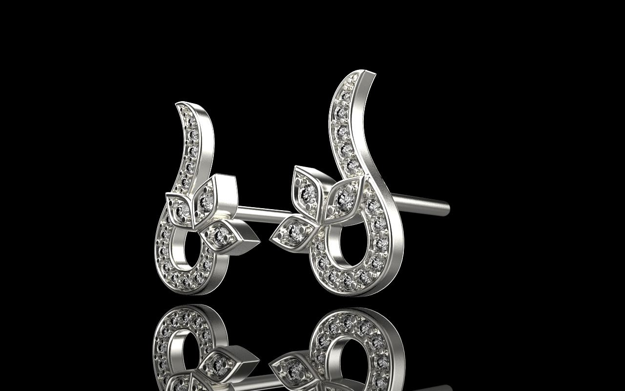 flower stud earring model 987 3D print model_27