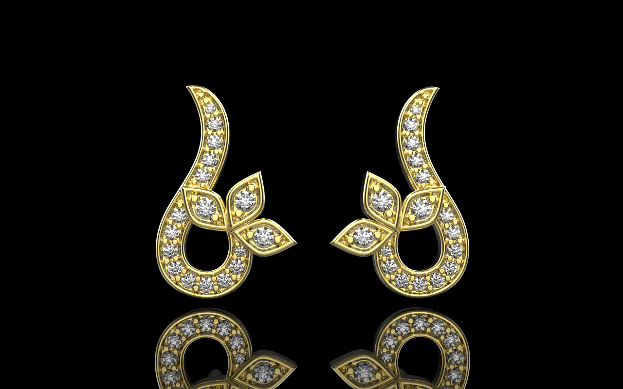 flower stud earring model 987 3D print model_11