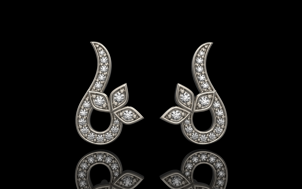 flower stud earring model 987 3D print model_12
