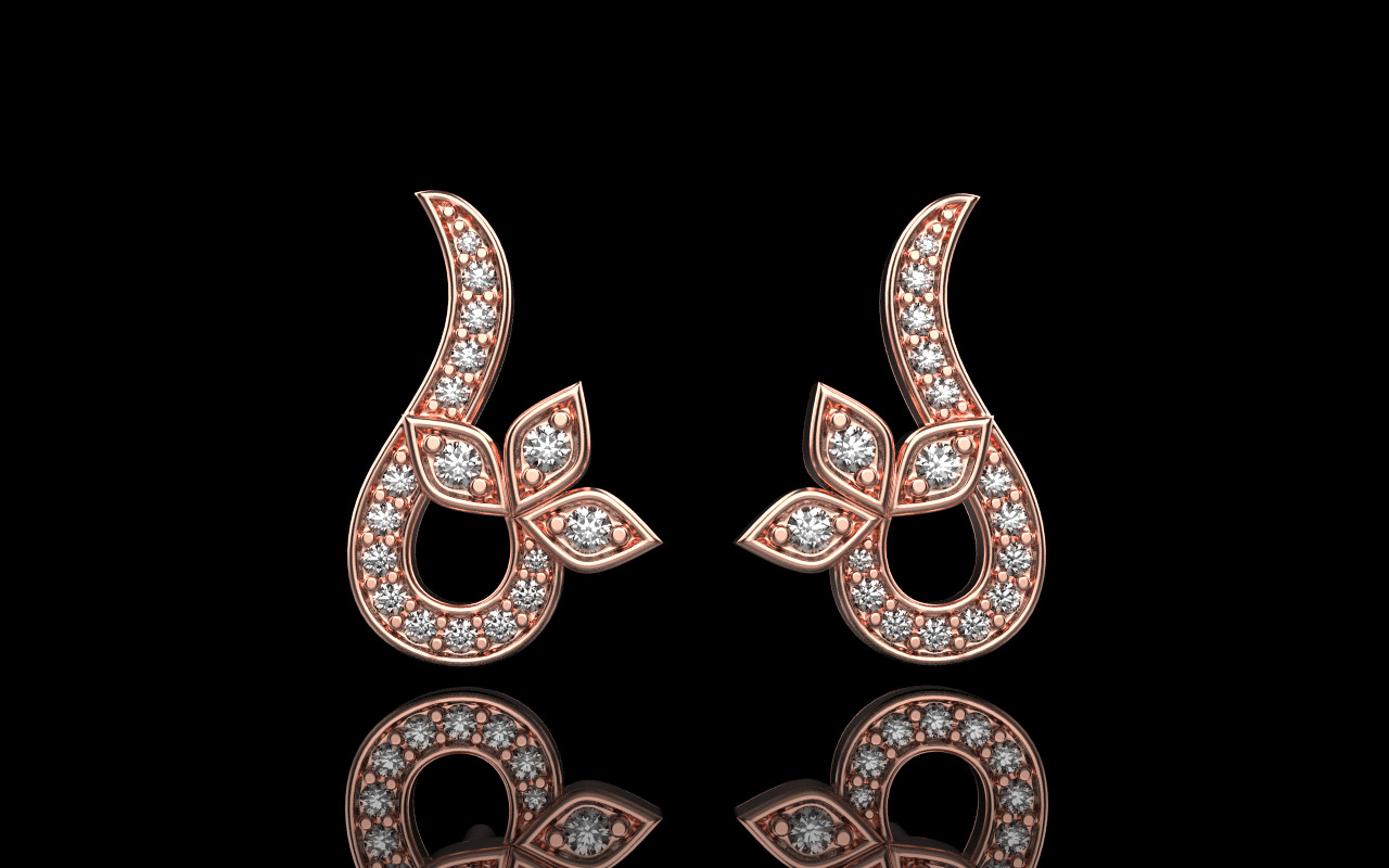 flower stud earring model 987 3D print model_13