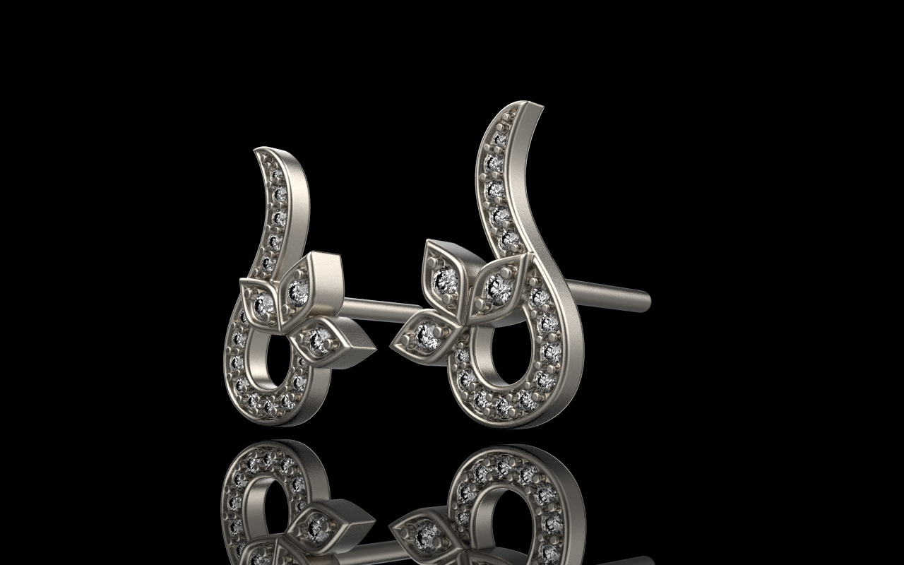 flower stud earring model 987 3D print model_24