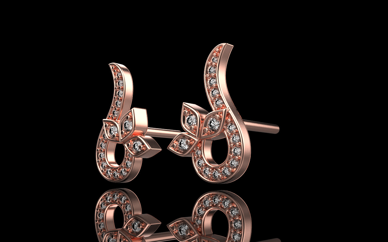 flower stud earring model 987 3D print model_25