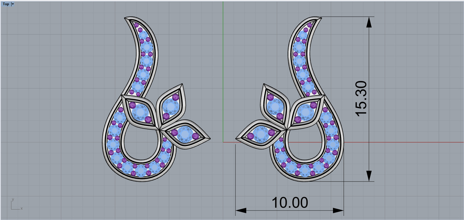 flower stud earring model 987 3D print model_6