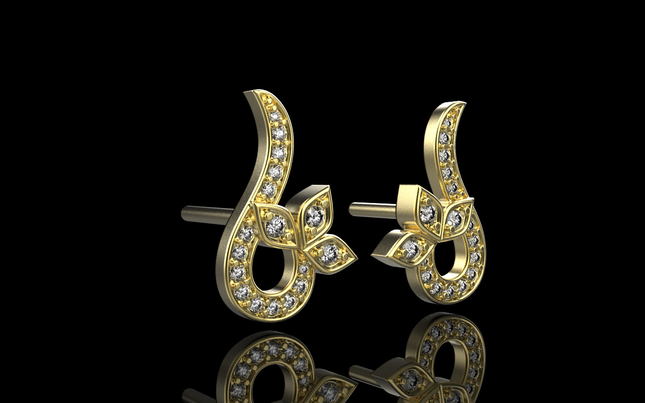 flower stud earring model 987 3D print model_17