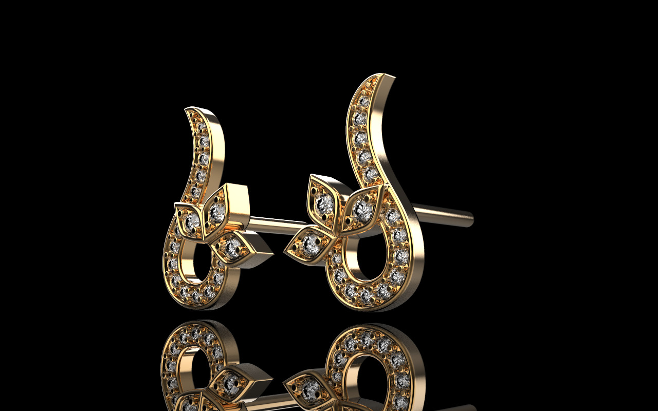 flower stud earring model 987 3D print model_2