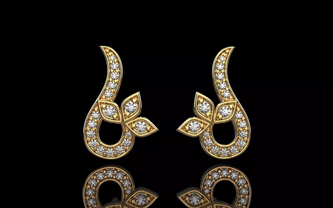 flower stud earring model 987 3D print model_0