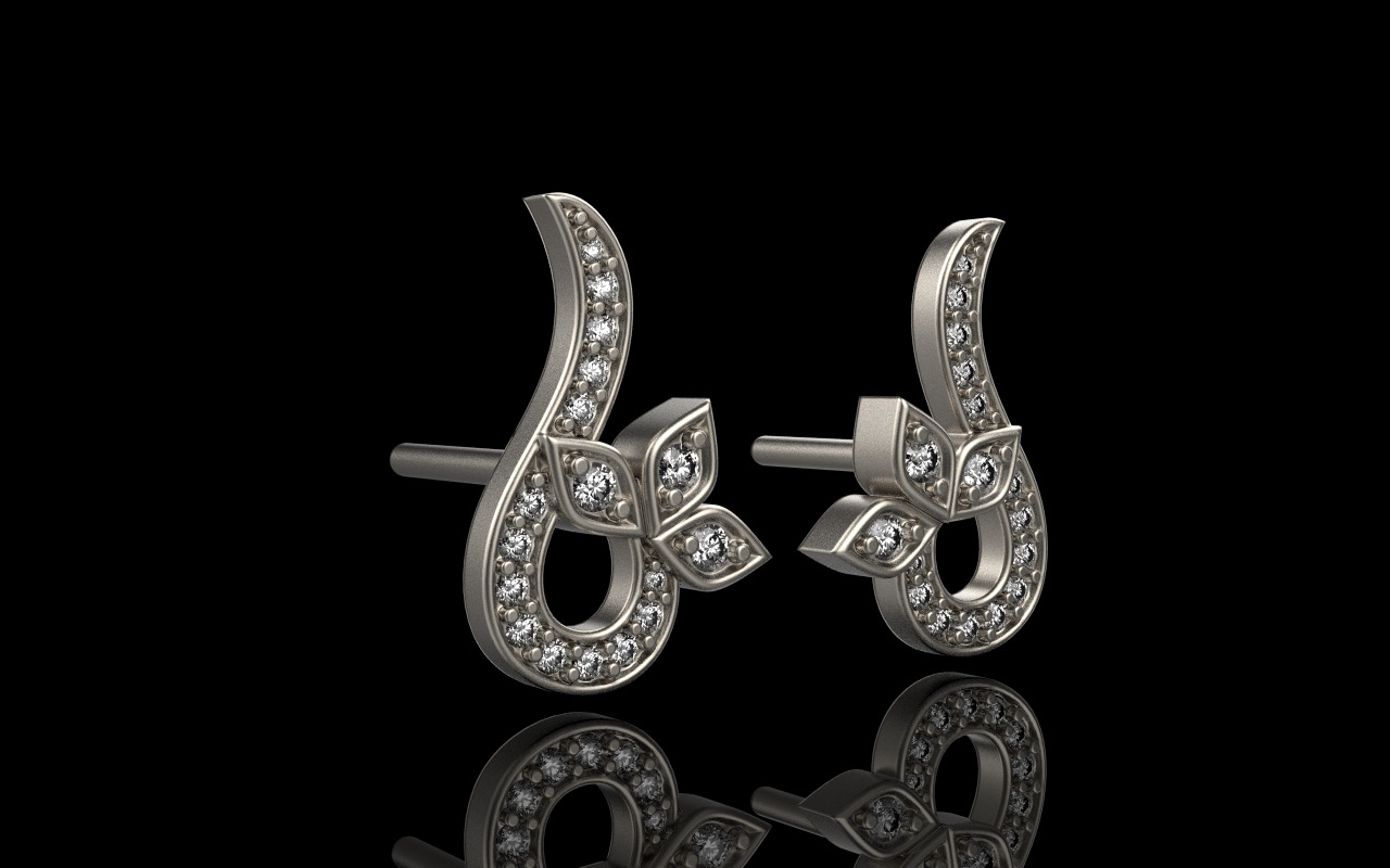 flower stud earring model 987 3D print model_18