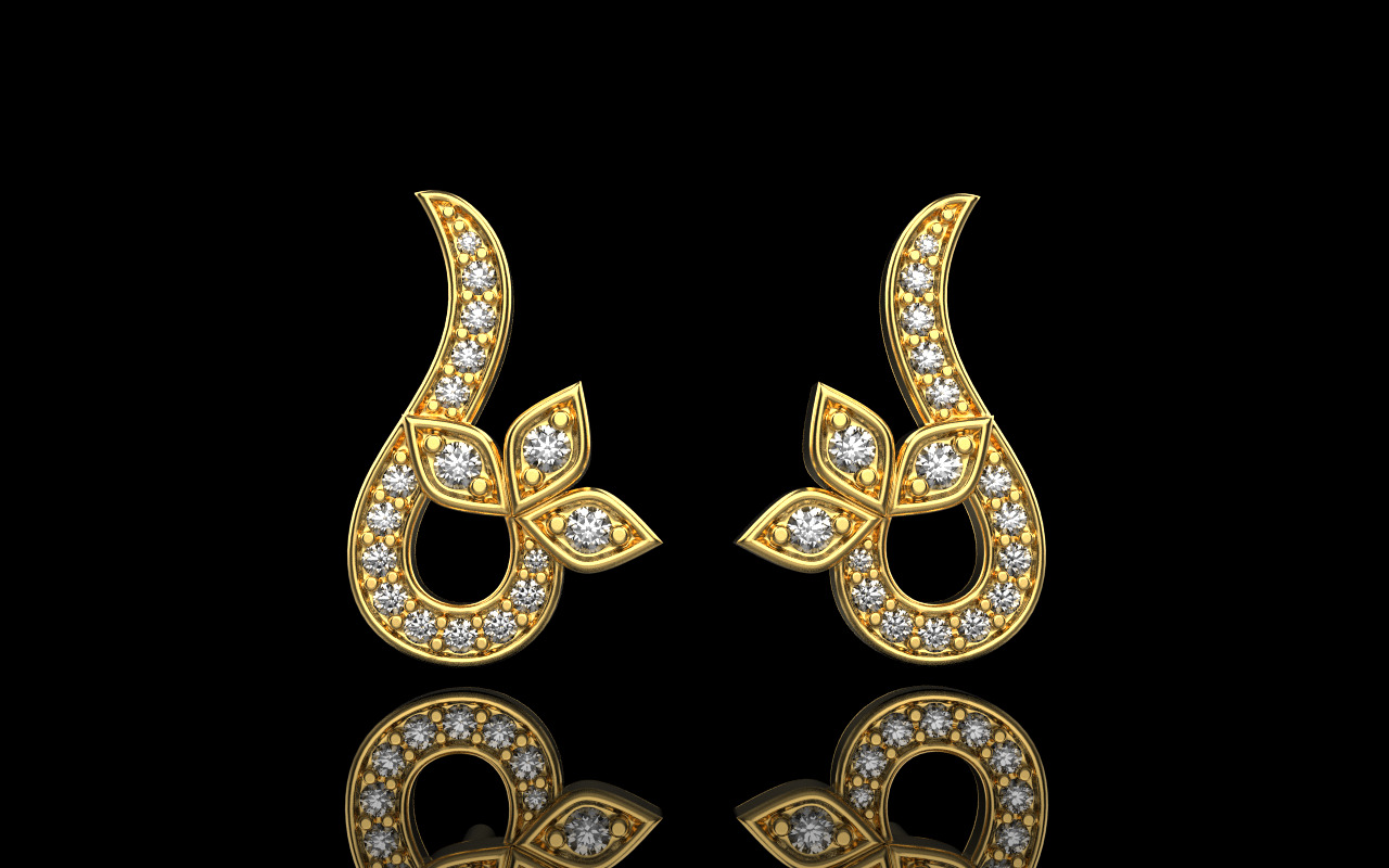 flower stud earring model 987 3D print model_10