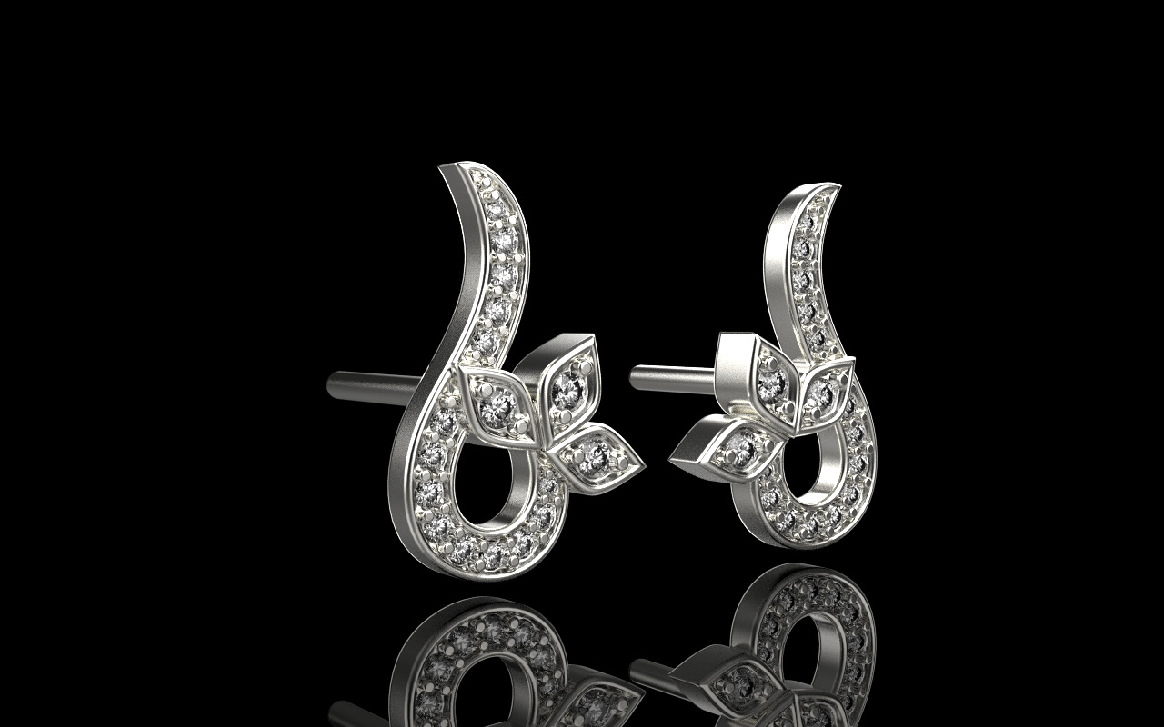 flower stud earring model 987 3D print model_21
