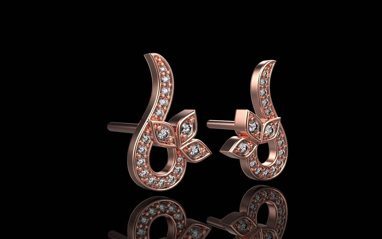 flower stud earring model 987 3D print model_19