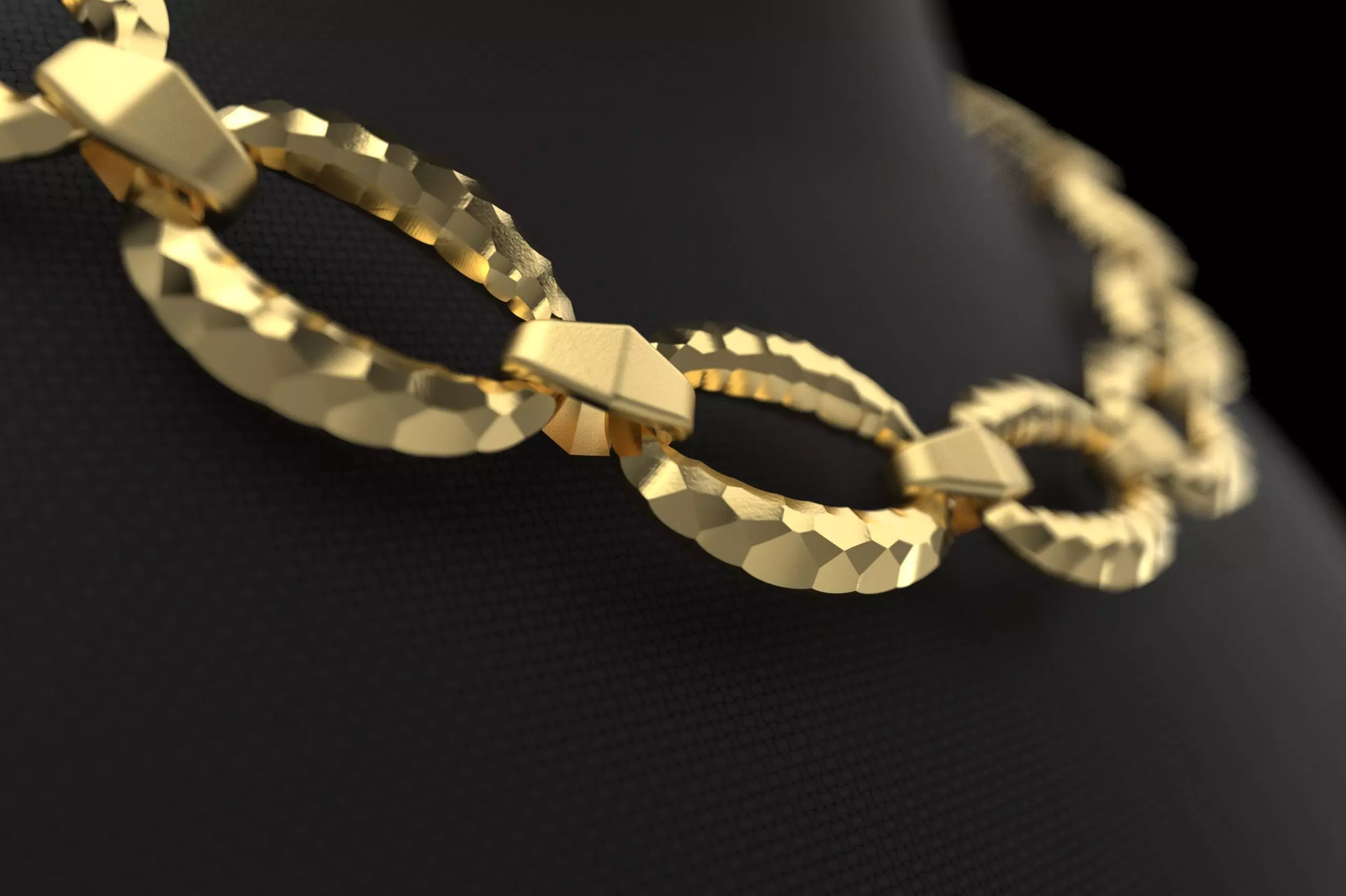 Faceted asymmetric pattern Hermes Chain link Necklace 3D print model_0