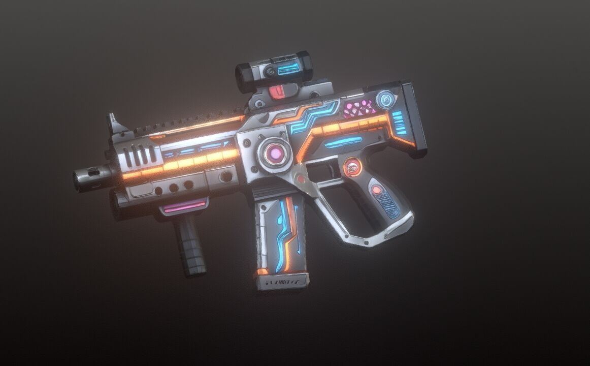 Sci-Fi Pulse SMG - Futuristic Submachine Gun Game Ready 3D Model Low-poly 3D model_9