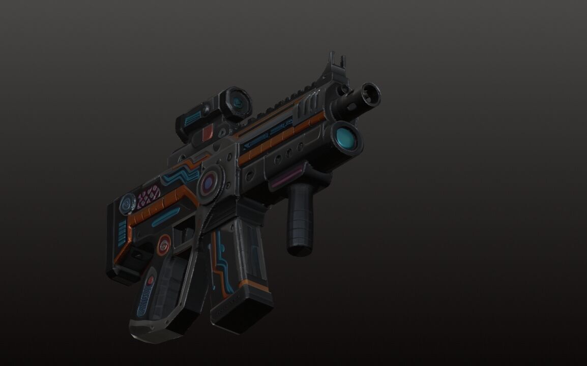 Sci-Fi Pulse SMG - Futuristic Submachine Gun Game Ready 3D Model Low-poly 3D model_5