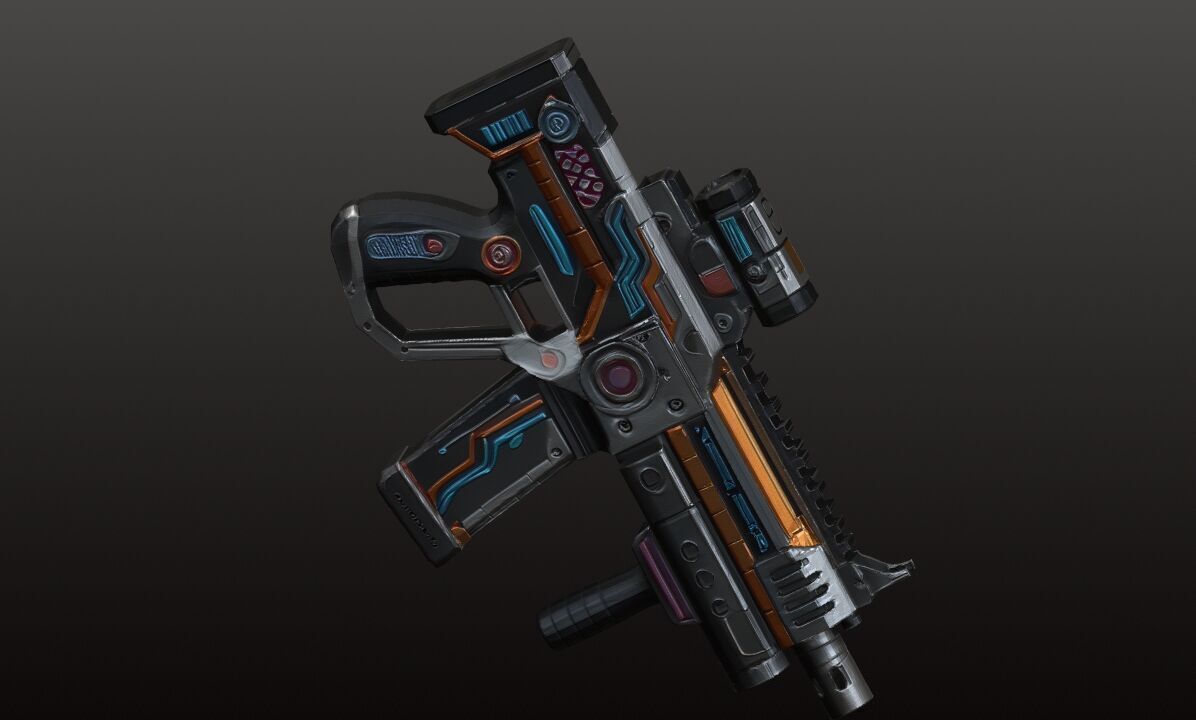 Sci-Fi Pulse SMG - Futuristic Submachine Gun Game Ready 3D Model Low-poly 3D model_10