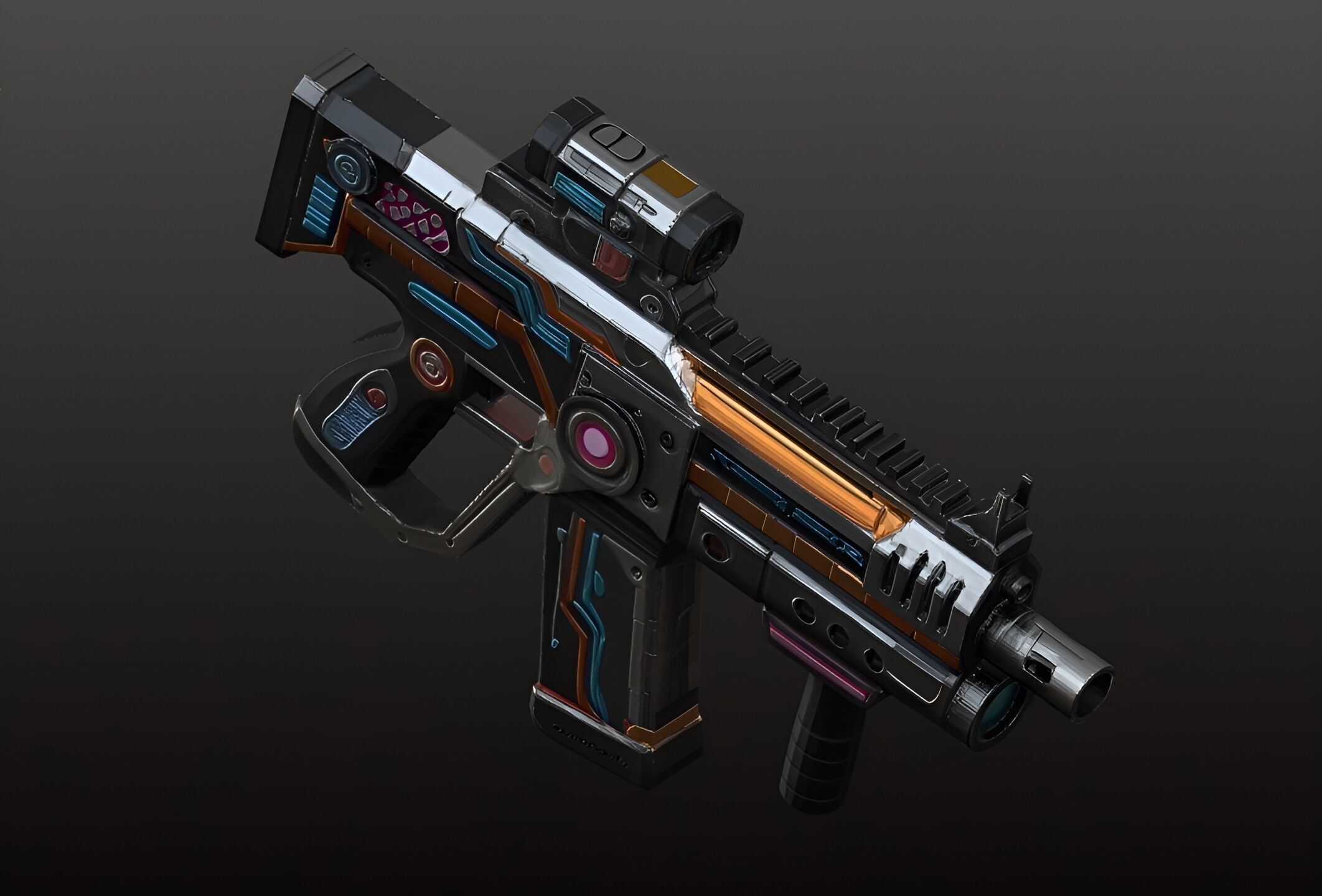 Sci-Fi Pulse SMG - Futuristic Submachine Gun Game Ready 3D Model Low-poly 3D model_6