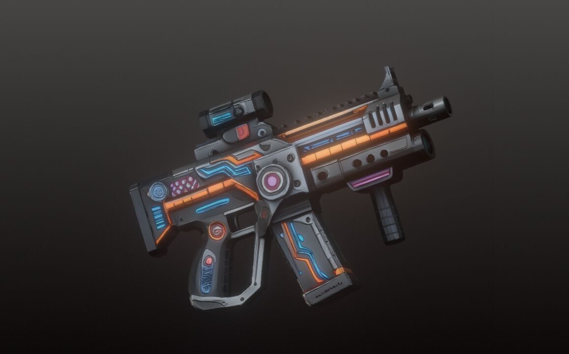 Sci-Fi Pulse SMG - Futuristic Submachine Gun Game Ready 3D Model Low-poly 3D model_7