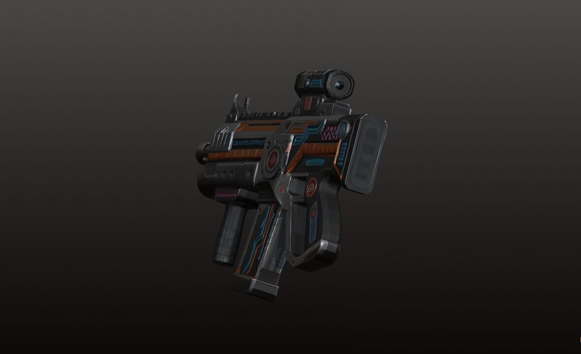 Sci-Fi Pulse SMG - Futuristic Submachine Gun Game Ready 3D Model Low-poly 3D model_2