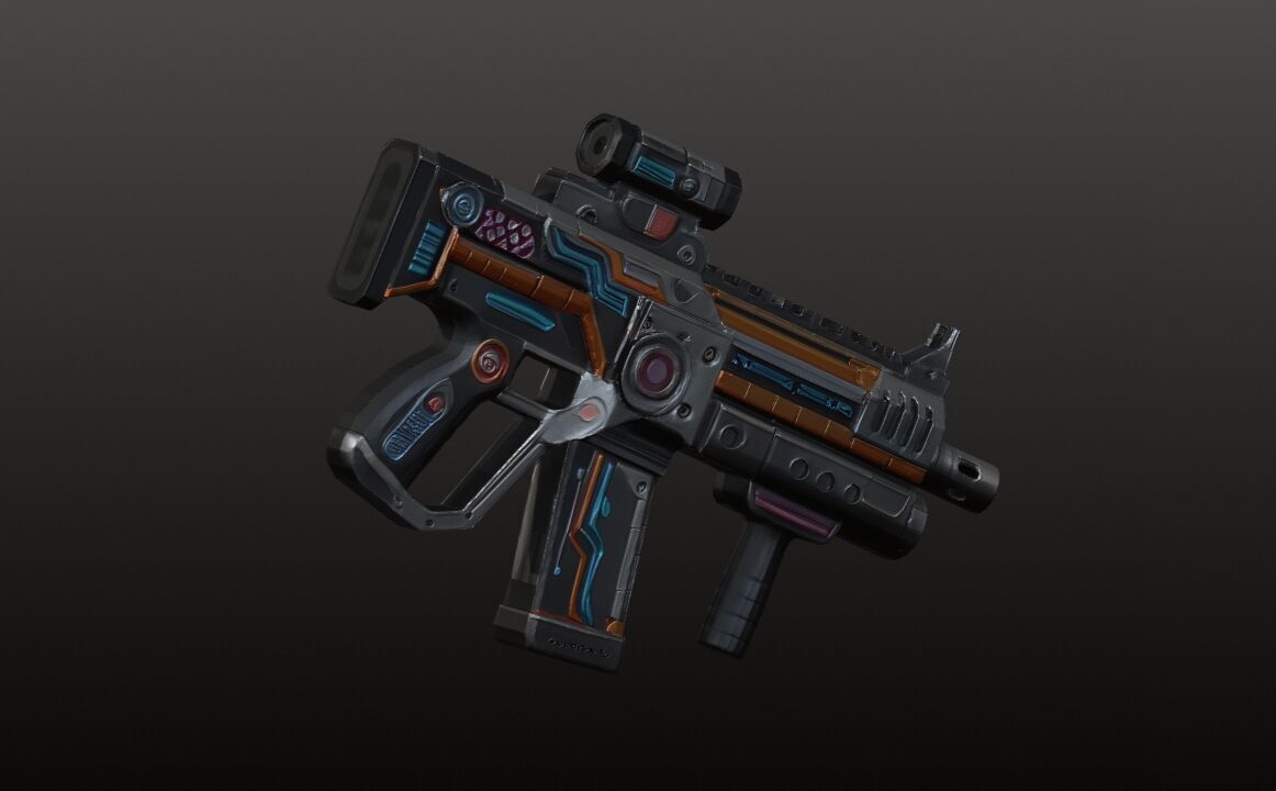 Sci-Fi Pulse SMG - Futuristic Submachine Gun Game Ready 3D Model Low-poly 3D model_13