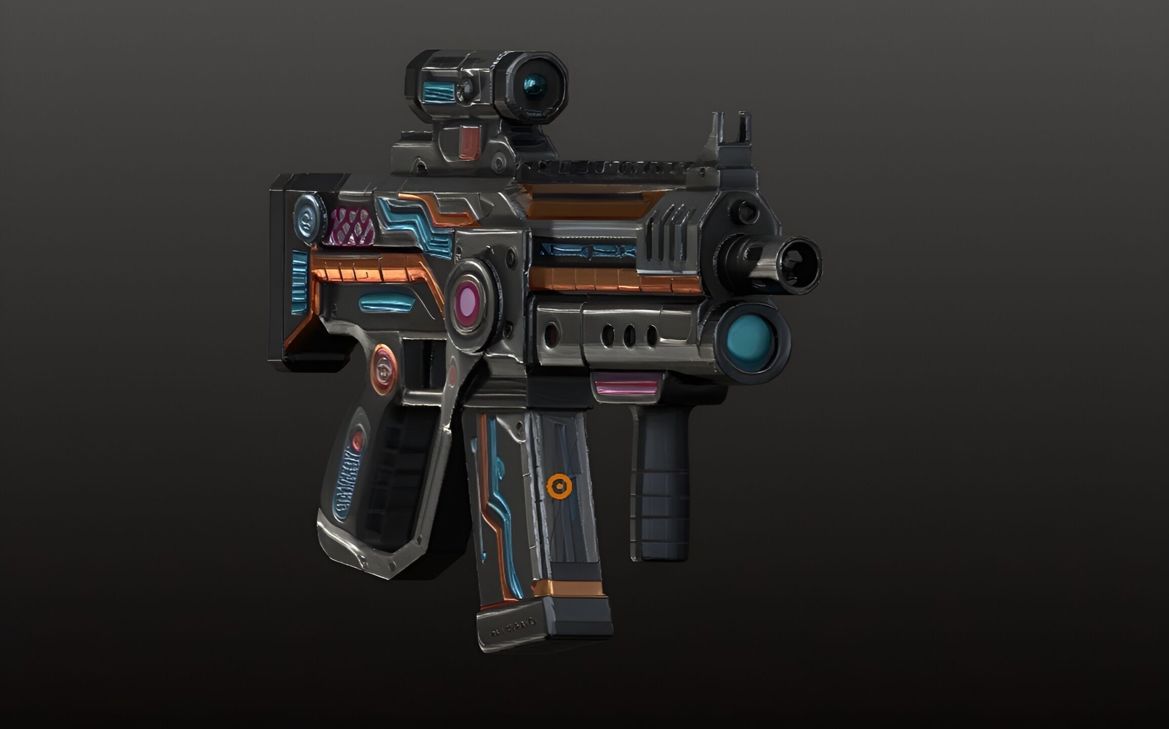 Sci-Fi Pulse SMG - Futuristic Submachine Gun Game Ready 3D Model Low-poly 3D model_11