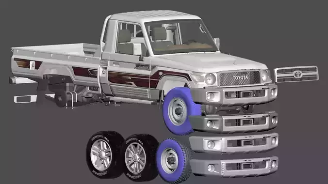 Toyota Land Cruiser Pickup j79 Shas 2010 to 2023 with v6 engine  3D model