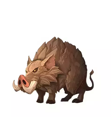 Wild boar in cartoon style Art Low-poly 3D model Low-poly 3D model