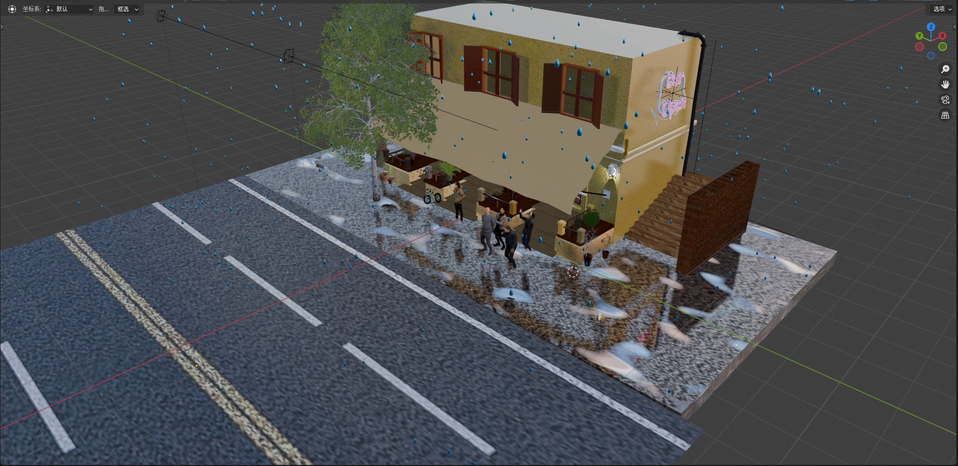 Blender Midnight Street View Low-poly 3D model_4