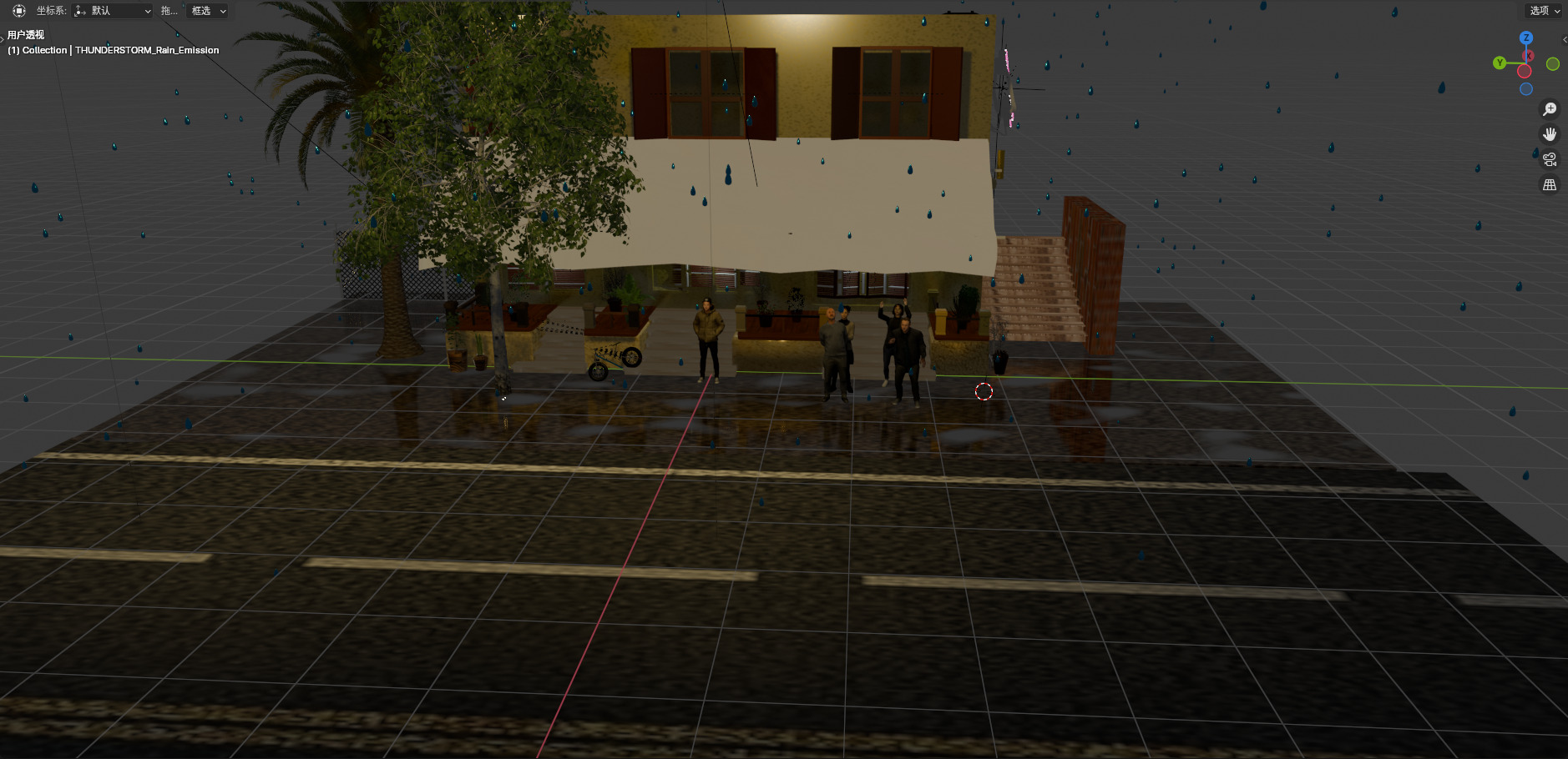 Blender Midnight Street View Low-poly 3D model_3