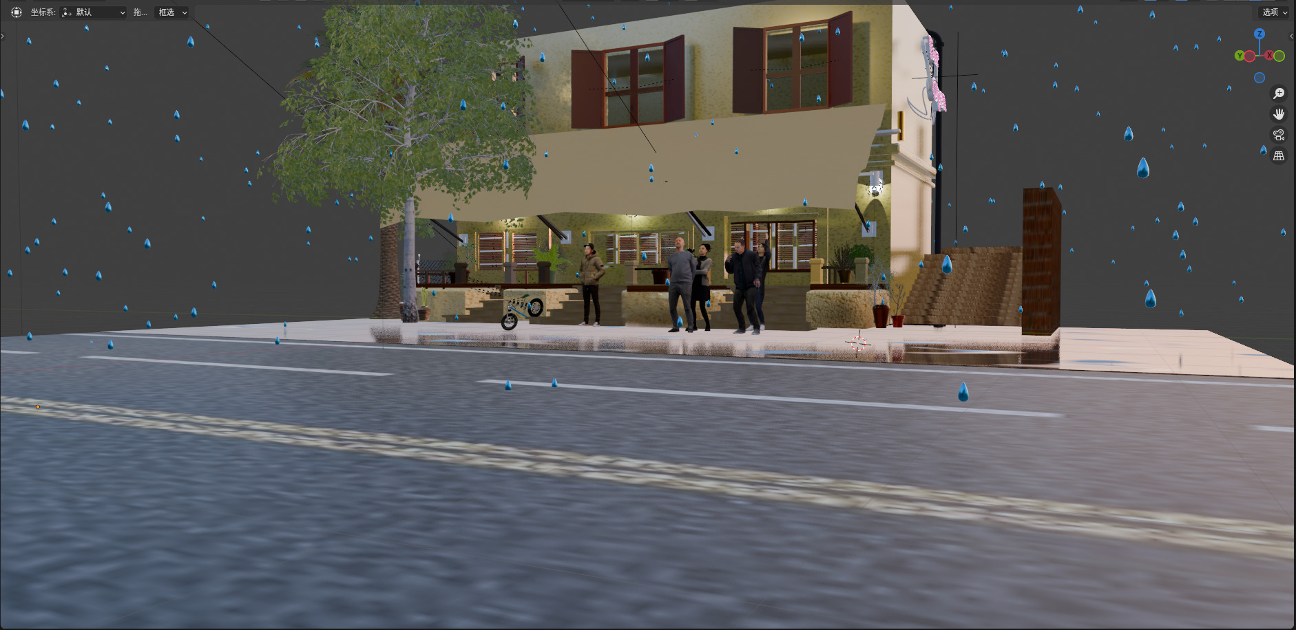 Blender Midnight Street View Low-poly 3D model_5