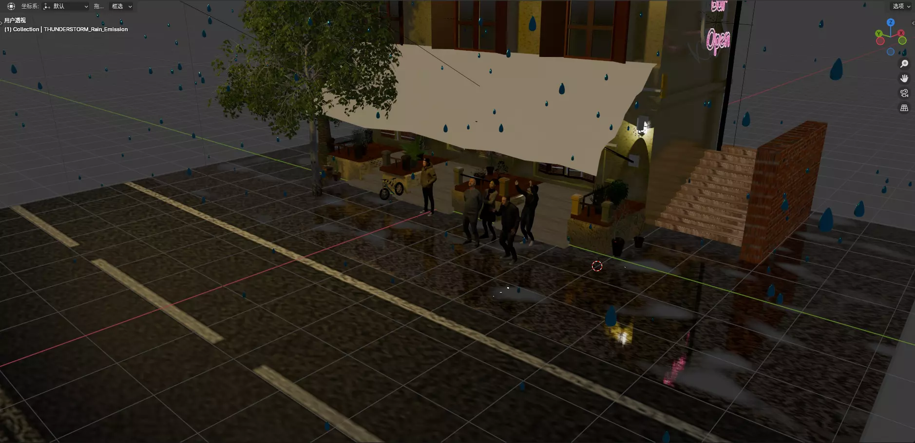 Blender Midnight Street View Low-poly 3D model_0