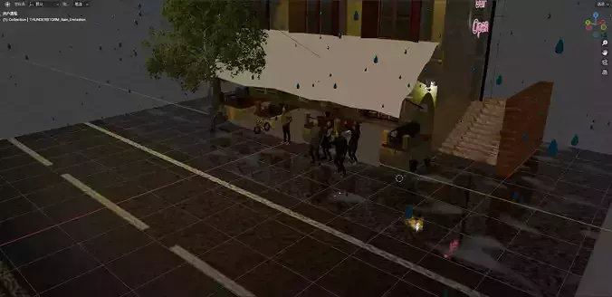 Blender Midnight Street View Low-poly 3D model Blender Midnight Street View Low-poly 3D model