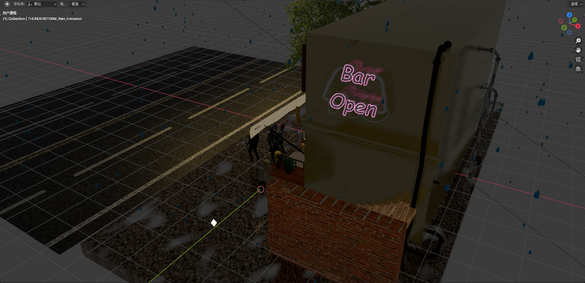 Blender Midnight Street View Low-poly 3D model_1