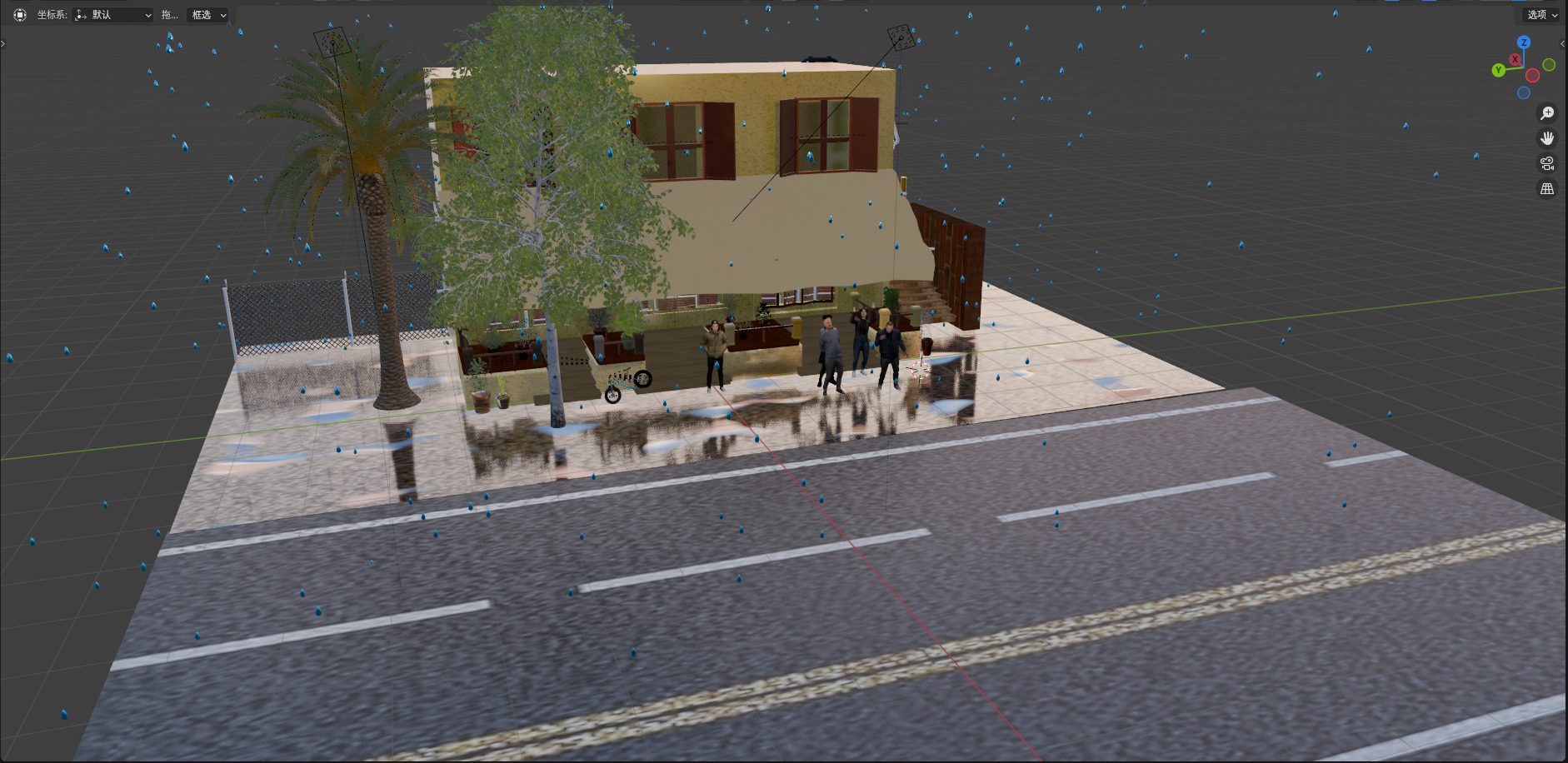 Blender Midnight Street View Low-poly 3D model_8