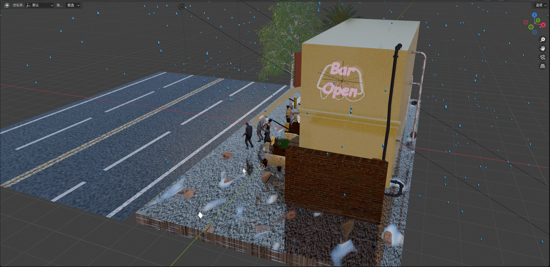 Blender Midnight Street View Low-poly 3D model_7