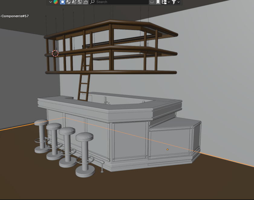 Bar counter or living room 3D model_4