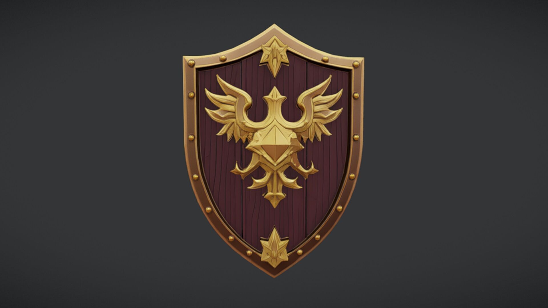 decorative shield with golden emblem 3D model_4