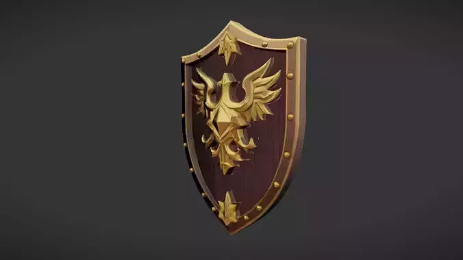 decorative shield with golden emblem