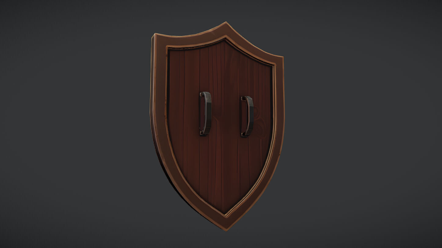 decorative shield with golden emblem 3D model_2