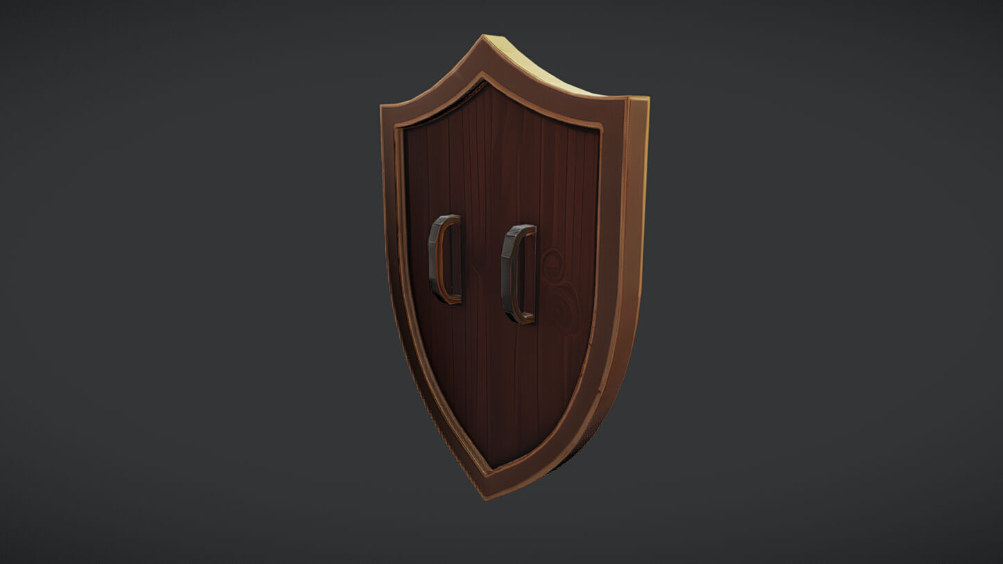 decorative shield with golden emblem 3D model_3