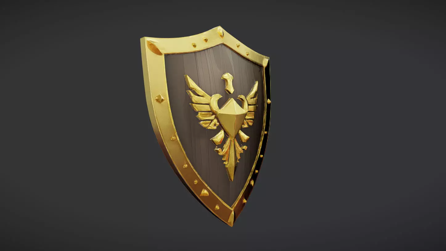 decorative shield with eagle emblem 3D model_0
