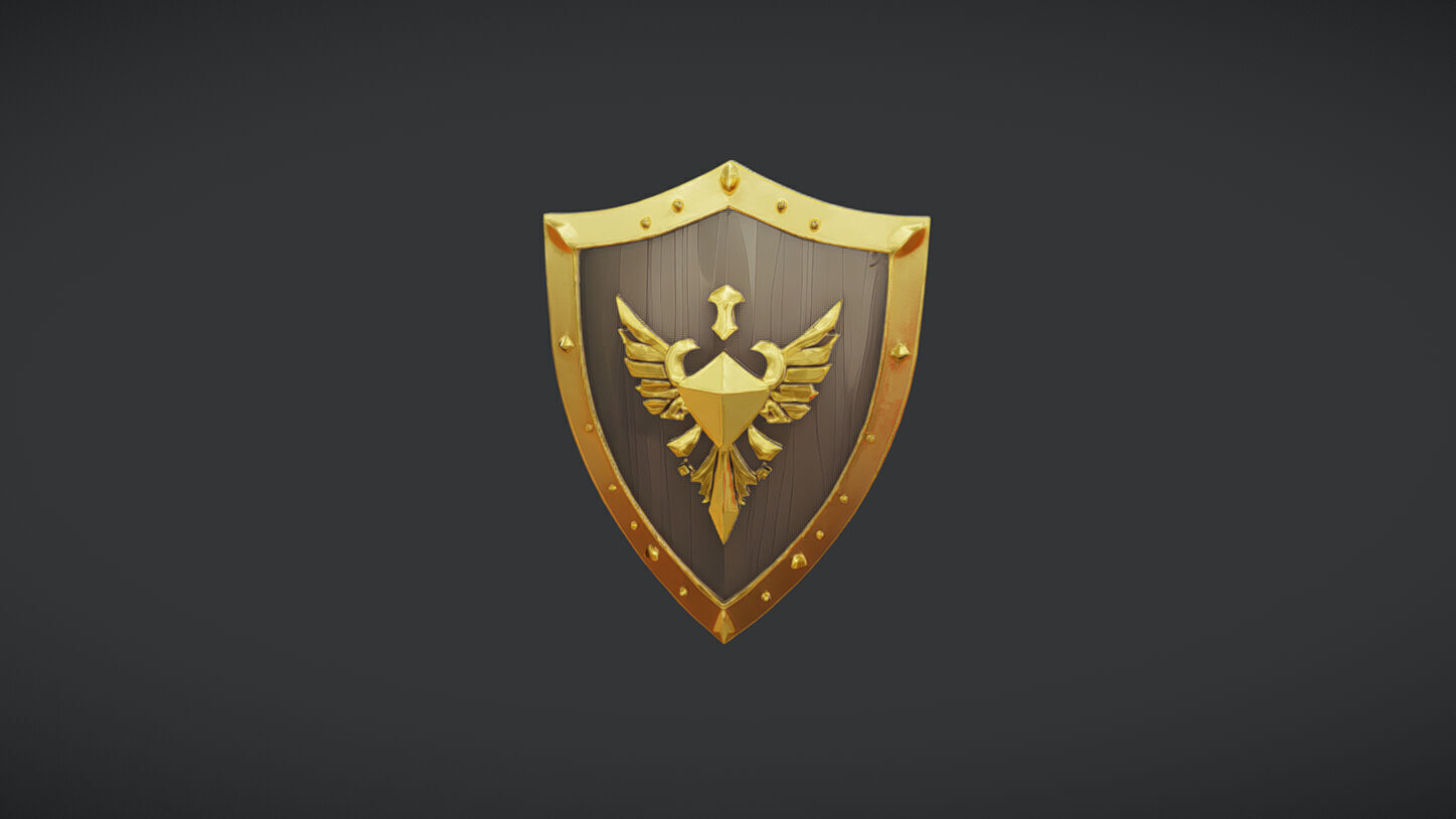 decorative shield with eagle emblem 3D model_2