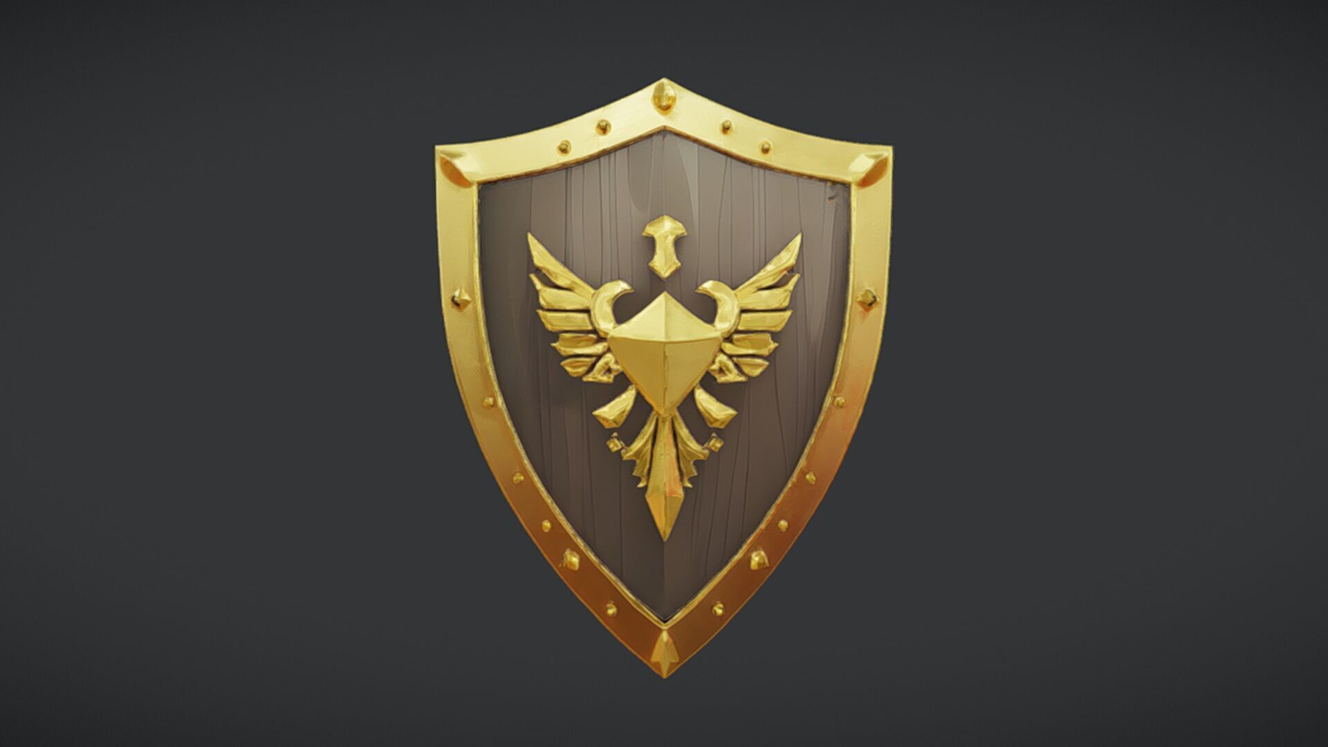 decorative shield with eagle emblem 3D model_3