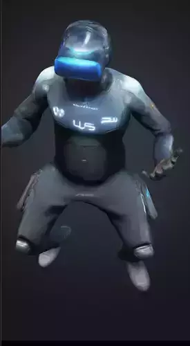 Future game player Low-poly 3D model