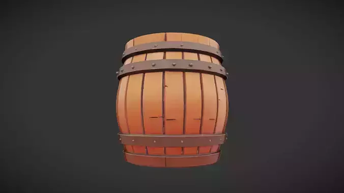 Wooden barrel with metal band