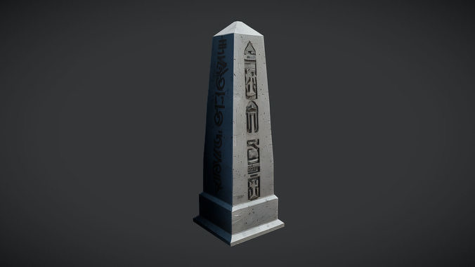 stone obelisk with inscriptions 3D model