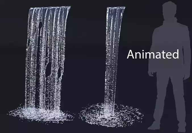 Two Animated Waterfalls  3D model
