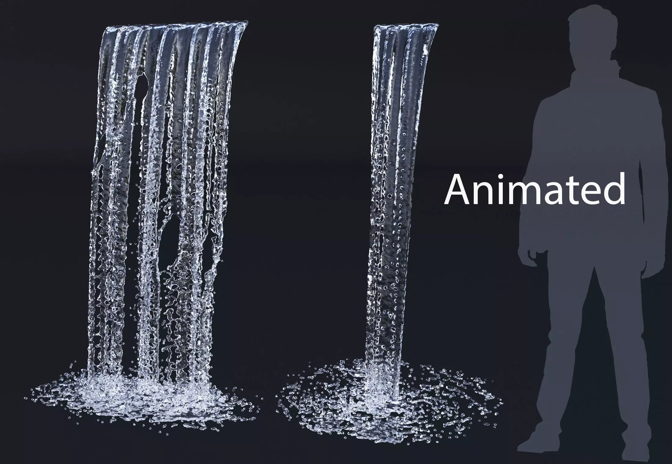 Two Animated Waterfalls  3D model_0