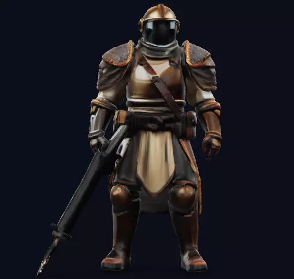 Futuristic Soldier Low-poly 3D model_0