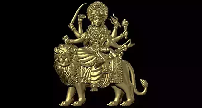 Durga mata with lion solid  3D print model