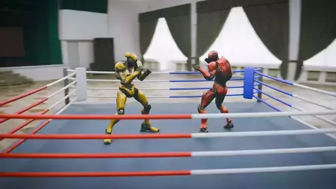 Battle Arena Sci fi robots animated Low-poly 3D model