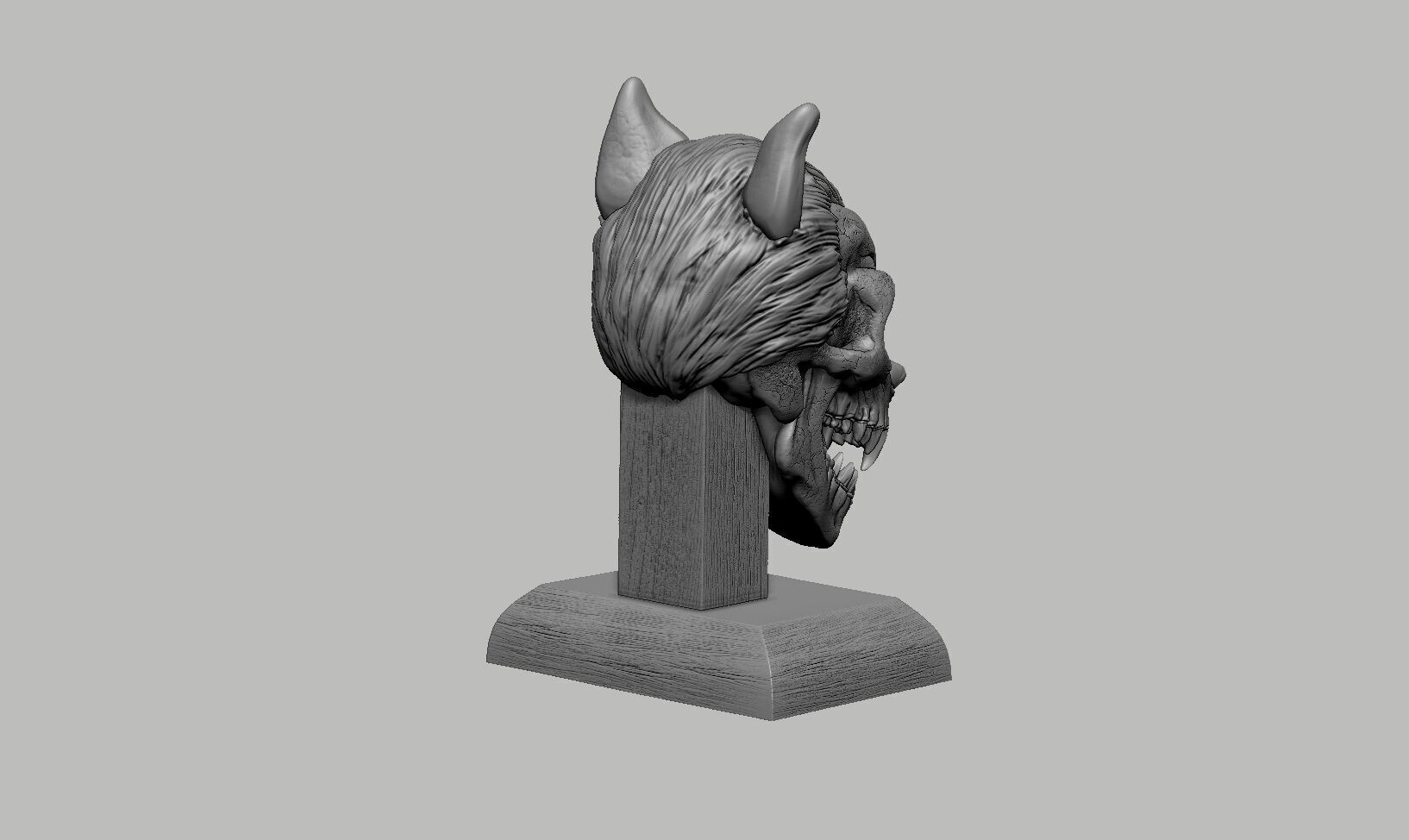 Wolf Skull Headphone Stand Cyborg Headset Stand 3D print model_4